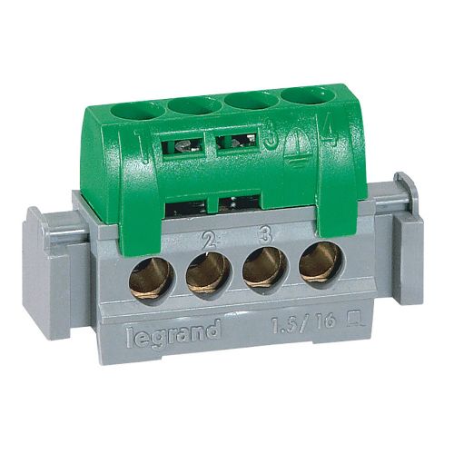 Ligador de repartição IP2X - terra verde - 4 x 1.5 a 16² - comp. 47 mm