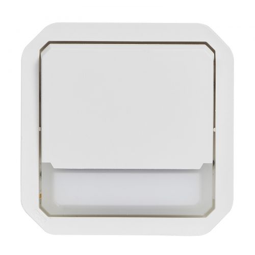 Plexo New IP55 componível - Botão simples (NA+NF) lumin. porta-etiqueta, Branco