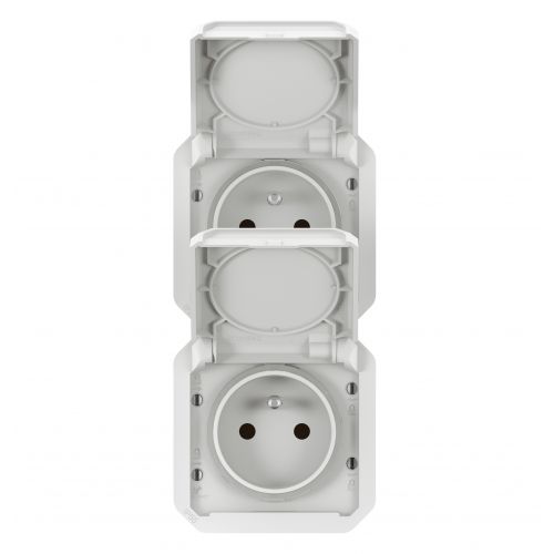 Plexo New IP55 componível - 2 x 2P+T, standard F/B - Vertical, Branco