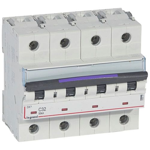 Disjuntores DX3 - 50kA - 4P - 400 V~ - 32 A - curva C - 6 módulos