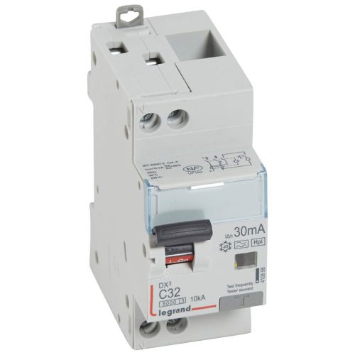 Disjuntor diferencial DX3 1P+N C32 6000A/10kA  30 mA - 2 módulos - tipo F