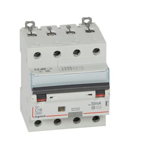 Disjuntor diferencial DX3 4P C16 6000A/10kA 30 mA - 4 módulos - 400V~-  tipo AC