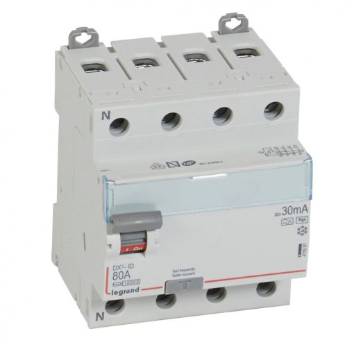 DX³-ID - Interruptor diferencial  -  4P - 400 V~- 80A  30mA - Tipo F (A-Hpi)