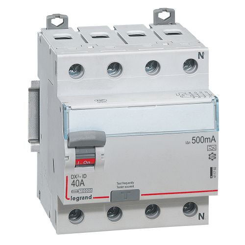 DX³-ID - Interruptor diferencial - 4P -80 A - 500 mA - Tipo A - Neutro à direita