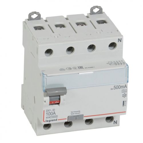 DX³-ID - Interruptor diferencial - 4P-100 A - 500 mA - Tipo A - Neutro à direita