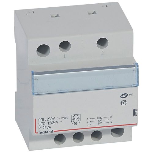 Transformadores de segurança - 230 V/12 ou 24 V - 25 VA - 4 módulos