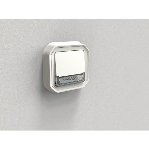 Plexo New IP55 monobloco encastrar - Botão simples lumin. porta-etiqueta, Branco