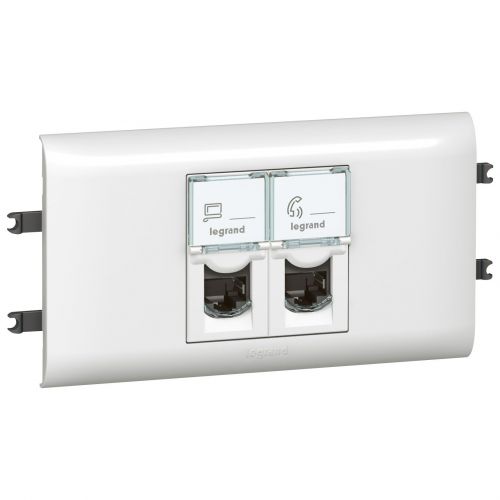 Tomadas Mosaic DLP -2 x RJ 45 Cat. 6 UTP - 2 módulos - com tampa 65 mm