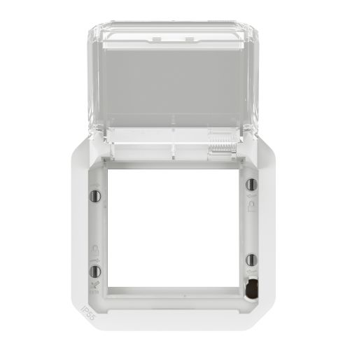 Plexo New IP55 componível - Adaptador Mosaic com tampa transparente, Branco