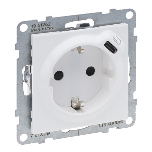 Suno - Tomada mista: 2P+T Schuko + USB Tipo-C, 16 A -230 V~, Branco