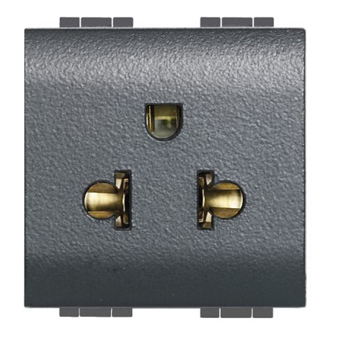 Livinglight - Tomada 2P+T. standard Euro-US - Antracite. 2 módulos