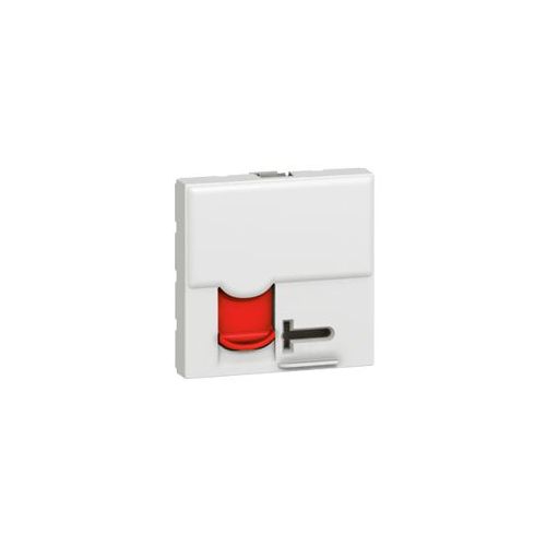 Mosaic Tomada RJ45 Cat.6A UTP com controlo de acesso 2M Branco c/obturador verm.