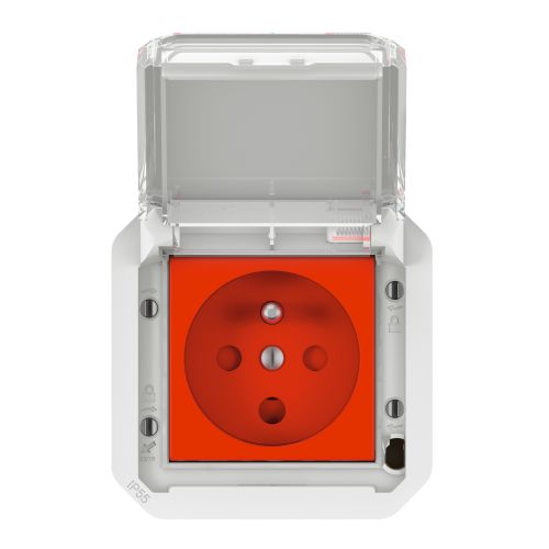Plexo New IP55 componível - Tomada 2P+T, standard F/B, com encravamento, Branco