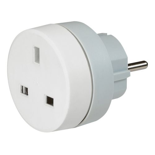 Adaptador de Viagem  GB/Europa - 2P+T - 16/13A - branco/cinzento