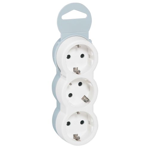 Ficha tripla 2P+T - 16 A - saídas frontais -branco/cinzento