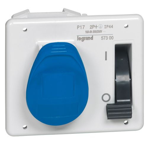 Tomada compacta com encravamento P17 - IP44- 200/250V~- 16A-2P+T-p/ placa 057723