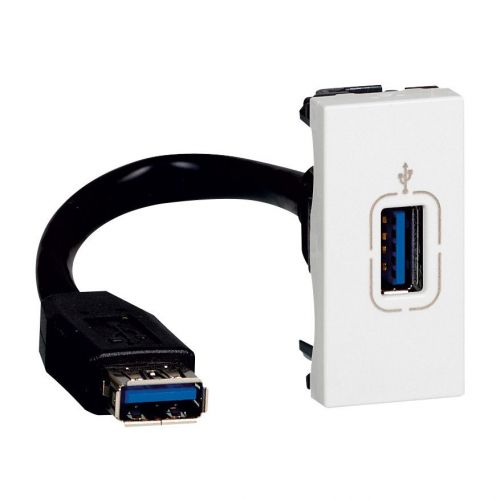 Mosaic - Tomada pré-conectorizada USB (Tipo-A) 3.0 - para dados - 1 mód. -Branco