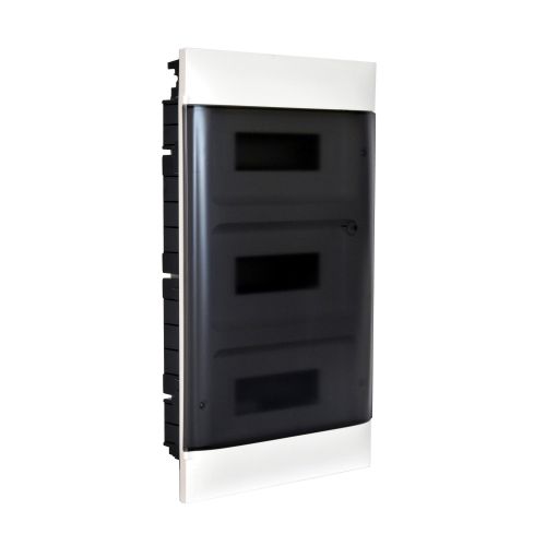 Practibox S - Quadro de encastrar p/ paredes ocas 3x12 mód. porta transparente.