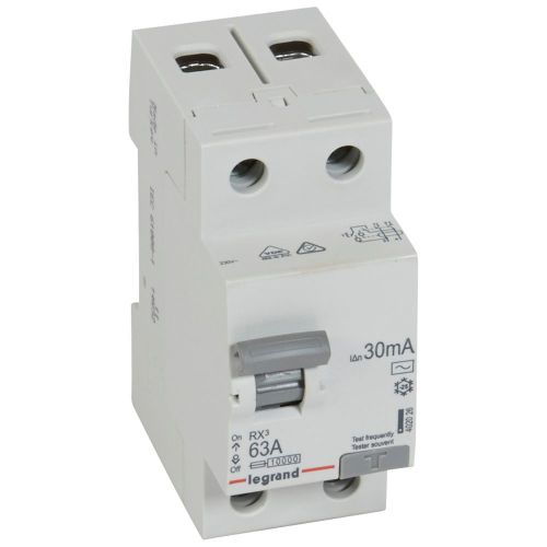 RX3 Interruptor diferencial 2P 63A 30mA 230V~. Tipo AC, 2mód.