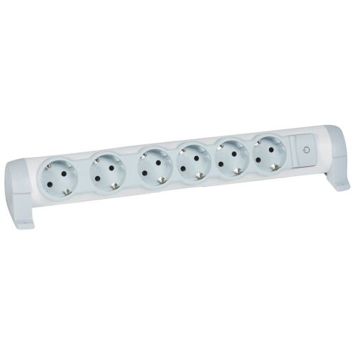 Bloco multitomadas rotativo 6 X 2P+T - sem cabo - branco/cinzento