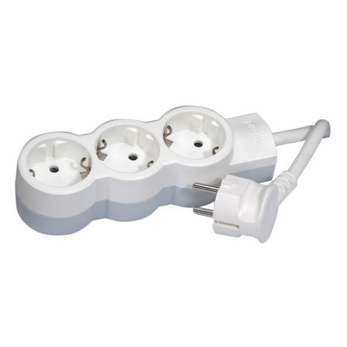 Bloco multitomadas standard 3 X 2P+T - cabo 3 m - branco/cinzento