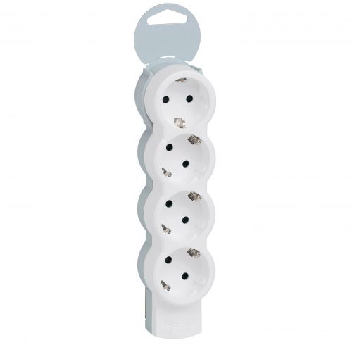 Bloco multitomadas standard 4X2P+T S/cabo - branco/cinzento
