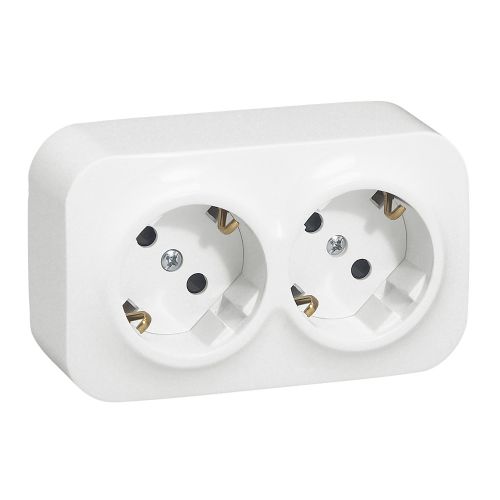 Forix saliente IP 21 - Tomada 2 x  2P+T Schuko com obturadores -16A-250V~-Branco