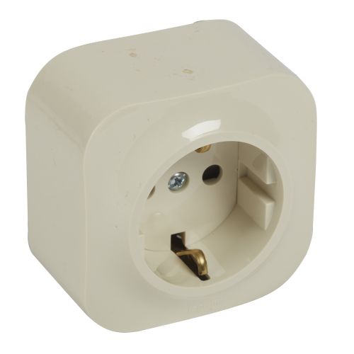 Forix saliente IP 21 - Tomada 2P+T Schuko com obturadores - 16A - 250V~ - Creme