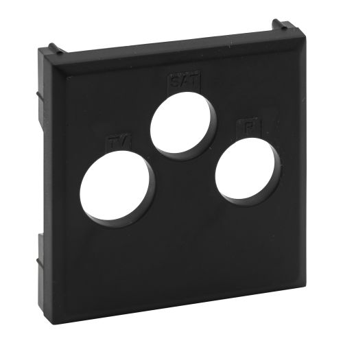 Niloé Step - Centro para tomadas TV+R+SAT - Preto mate