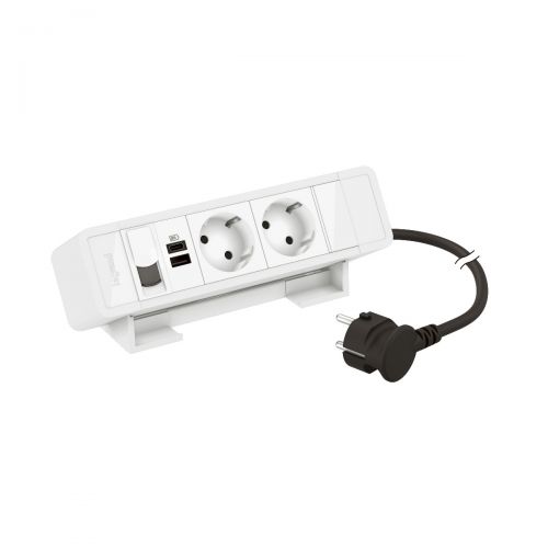 Incara On Desk - 2 tom. 2P+T Sch.+ 1 USB Tipo-A+1 Tipo-C 15W + 1 RJ45 Cat.6 FTP - Branco