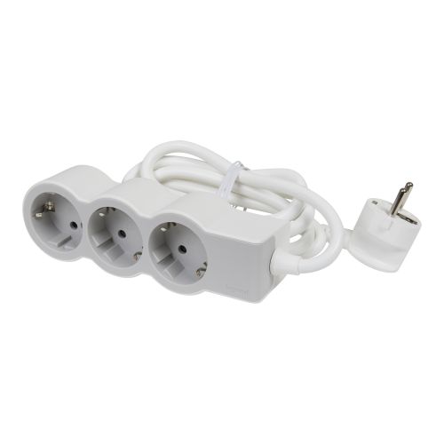 Bloco multitomadas 3 x 2P+T - com cabo 1,5 m - Branco/Cinzento escuro