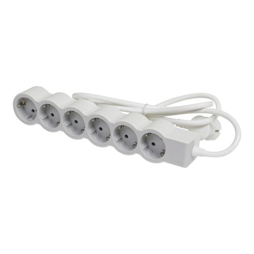 Bloco multitomadas 6 x 2P+T - com cabo 1,5 m - Branco/Cinzento escuro