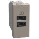 Light Now - Tomada carregadora dupla USB Tipo C+C (15W) - 1 módulo - Stone