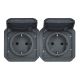 Plexo New IP55 componível - 2 x 2P+T Schuko, pré-cablada, Horizontal, Antracite