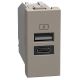 Light Now - Tomada carregadora dupla USB Tipo A+C (15W) - 1 módulo - Stone
