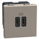 Light Now - Tomada carregadora dupla USB Tipo C+C (15W) - 2 módulos - Stone
