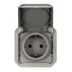 Plexo New IP55 componível - Tomada 2P+T Schuko, ligadores de parafusos, Cinzento