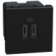 Light Now - Tomada carregadora dupla USB Tipo C+C Power Delivery- 2 mód - Dark