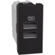 Light Now - Tomada carregadora dupla USB Tipo A+A (15W) - 1 módulo - Dark