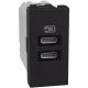 Light Now - Tomada carregadora dupla USB Tipo C+C (15W) - 1 módulo - Dark