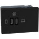 Light Now - Tomada carregadora dupla Tipo C+C Power Delivery - 3 módulos - Dark