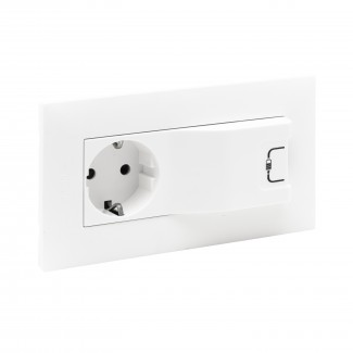 Tomada mista 2P+T USB Tipo A - Branco mate