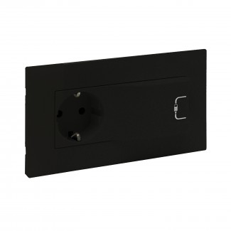 Tomada mista 2P+T tipo Schuko & USB Tipo A - Preto mate