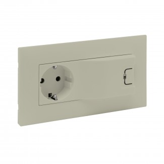 Tomada mista 2P+T tipo Schuko & USB Tipo A - Areia