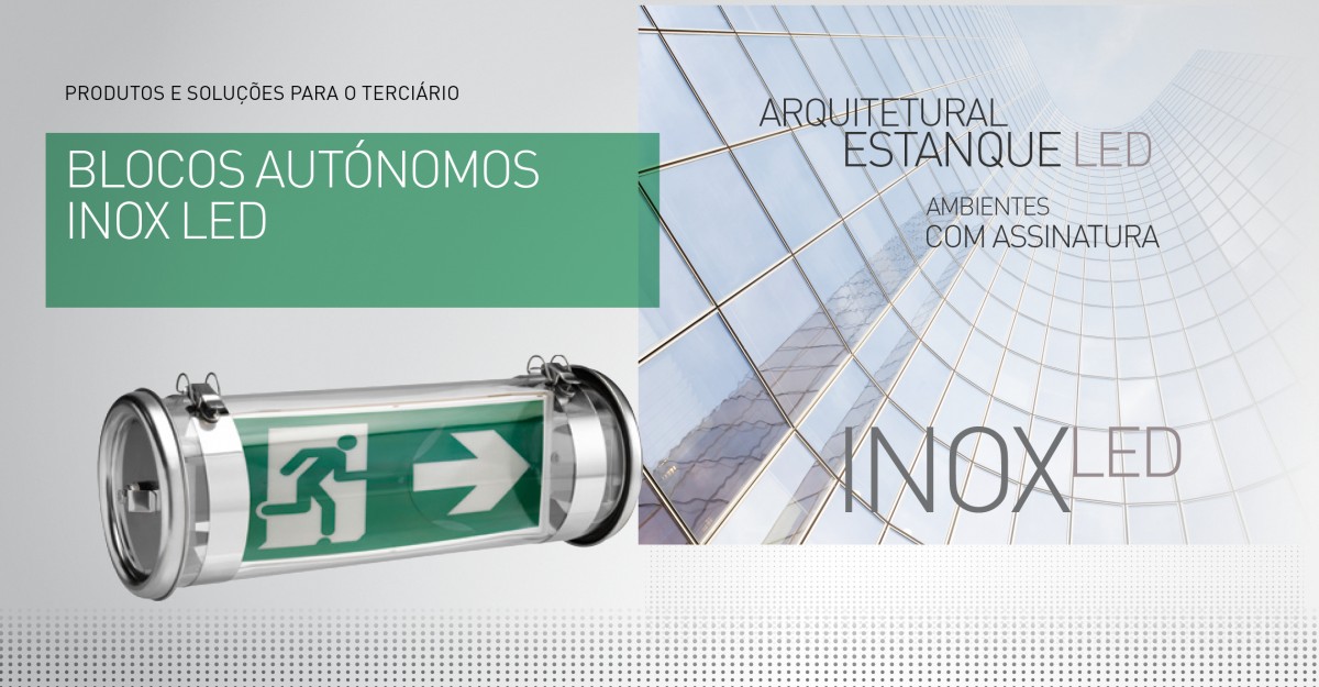 INOXLED - Blocos autónomos de segurança arquitetural estanque LED para ambientes com assinatura