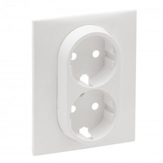 Centro para Tomada Schuko Dupla - Branco