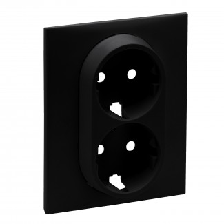 Centro para Tomada Schuko Dupla - Preto