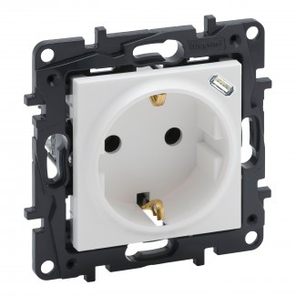 Tomada mista 2P+T + USB Tipo-C - Branco