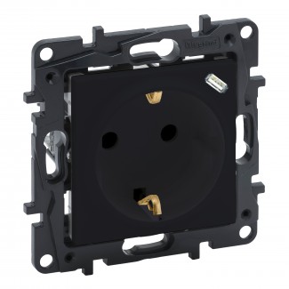 Tomada mista 2P+T + USB Tipo-C - Preto