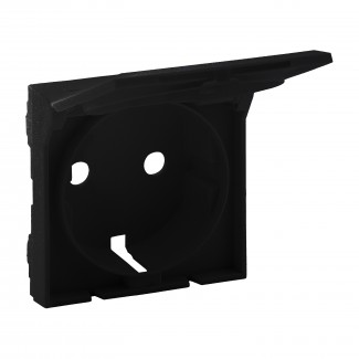 Centro para Tomada 2P+T tipo Schuko com tampa - Preto mate
